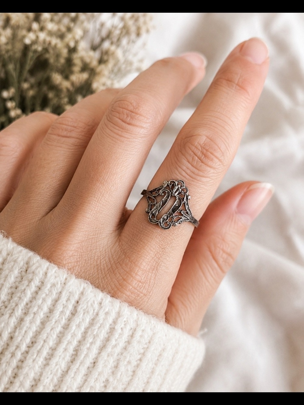 Delicate Filigree Silver Ring - Elegant Women’s Jewelry